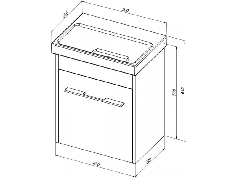 Купить Тумба с раковиной Aquanet Августа 50 (Moduo Slim), белая, 00254069