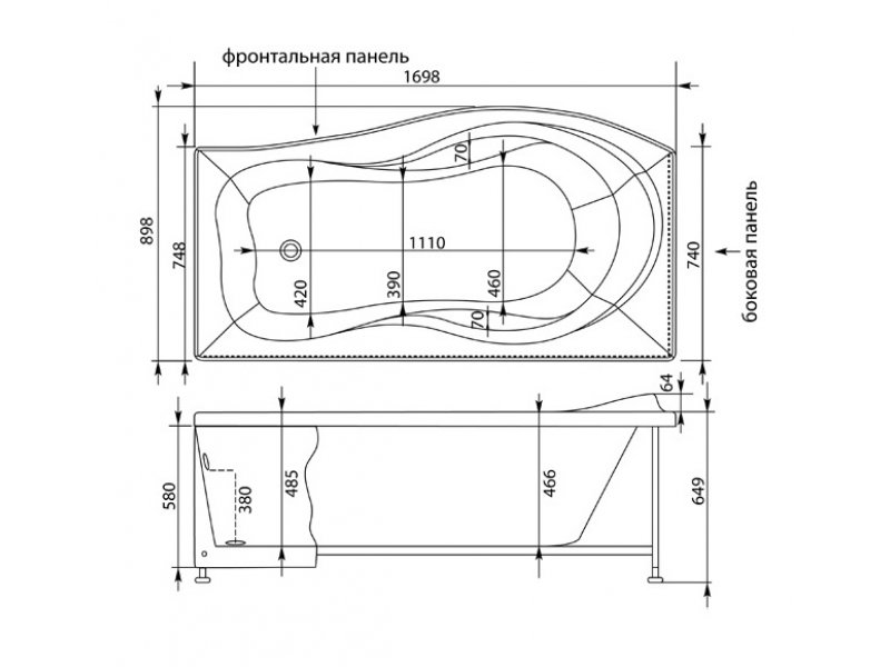 Купить Ванна акриловая Aquanet Borneo L/R 170 x 90 см (203909/203910)