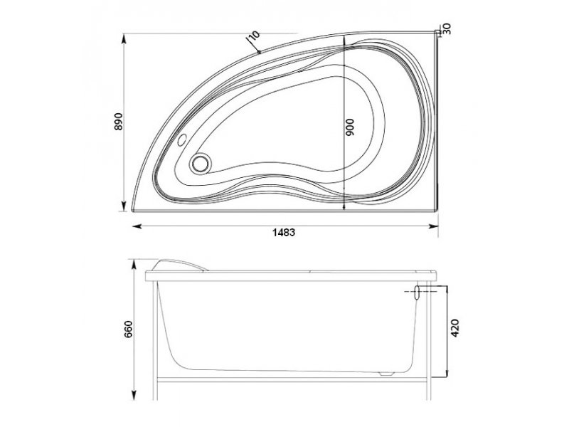 Купить Ванна акриловая Aquanet Maldiva 150 x 90 см, 002040, L/R (204001/204002)