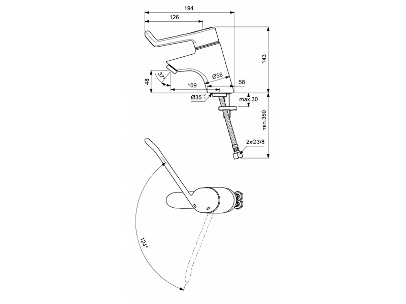 Купить Смеситель Ideal Standard Ceraplus Sequential для раковины, без донного клапана, хром, B8221AA