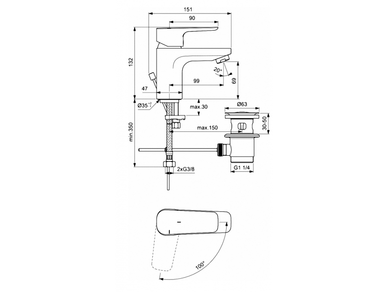 Купить Смеситель Ideal Standard Ceraplan III Slim для раковины, хром, BC566AA