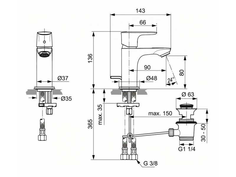 Купить Смеситель Ideal Standard Connect Air Piccolo для раковины, хром, A7014AA