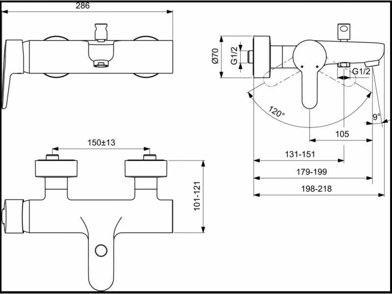 Купить Смеситель Ideal Standard Connect Blue B9921AA для ванны и душа