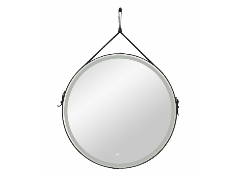 Купить Зеркало Art&Max Milan 100 см с подсветкой, на ремне из черной кожи, AM-Mil-1000-DS-F-Nero