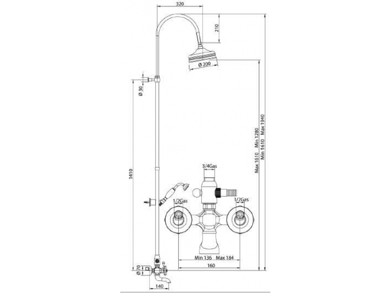 Купить Душевая система Bandini Antica 666920PN06, никель