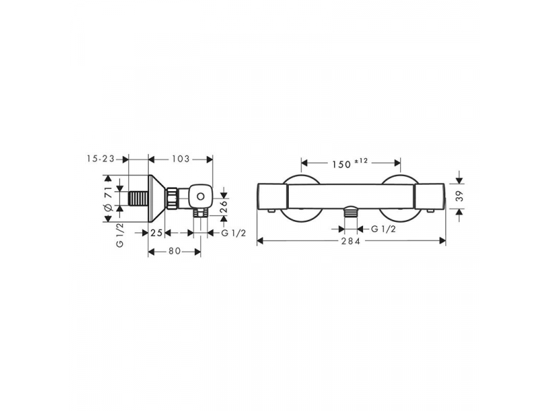 Купить Смеситель Hansgrohe Logis Ecostat Universal, для душа, термостатический, хром, 13122000