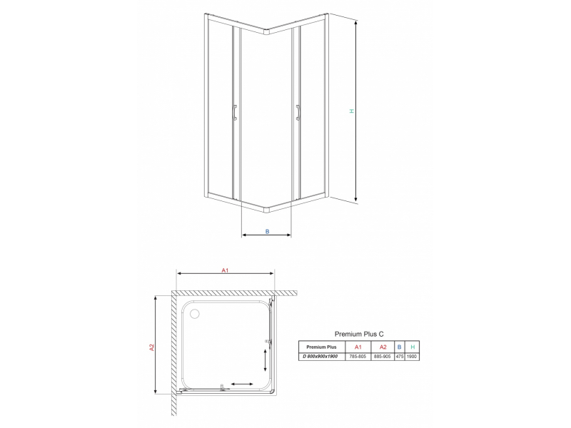 Купить Душевой уголок Radaway Premium Plus D, 80 x 90 x 190 см, стекло прозрачное