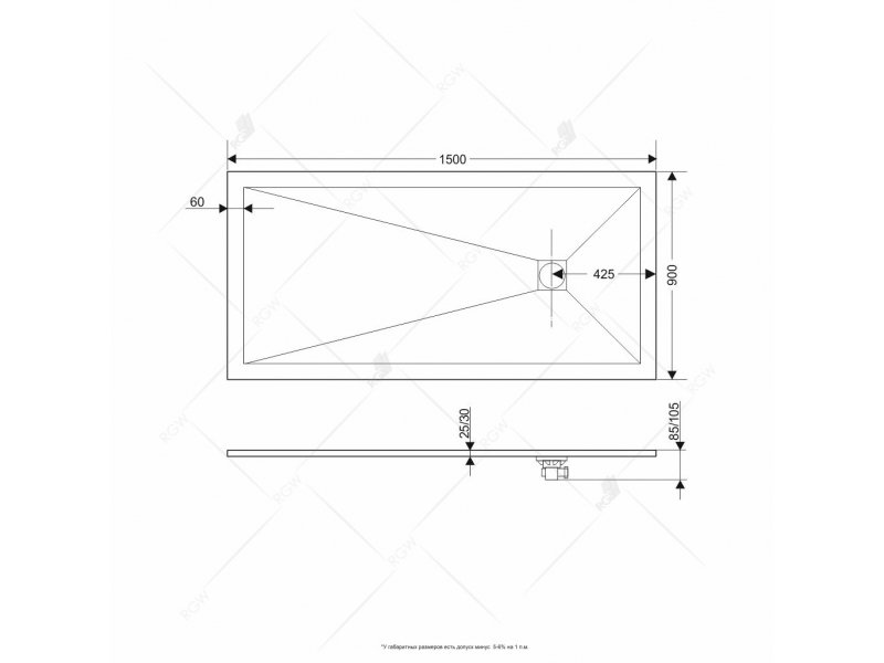 Купить Душевой поддон RGW ST-159G 16152915-02 90 x 150 см, прямоугольный, цвет серый, из искусственного камня