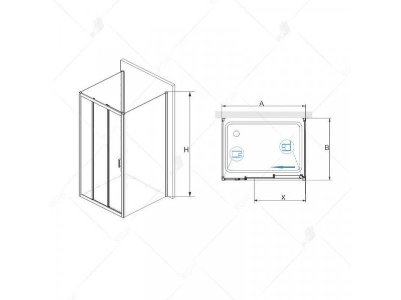 Купить Душевой уголок RGW РА-73, 060873150-11, 150 х 100 см, стекла прозрачные, профиль хром