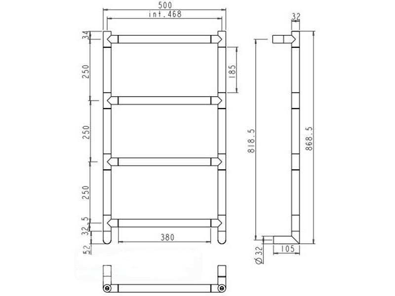 Купить Полотенцесушитель электрический Margaroli Sereno 5-582 BOX 5824705CRNB, высота 87 см, ширина 50 см