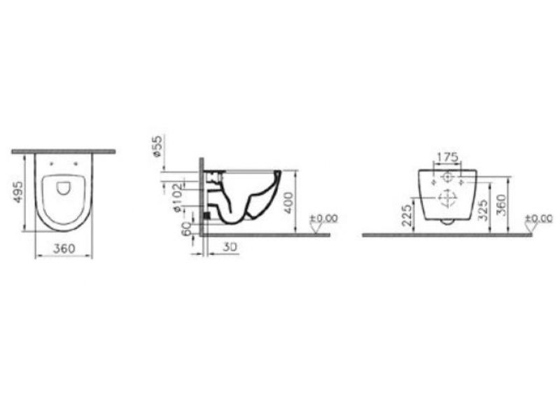 Купить Подвесной унитаз Vitra Sento 7747B403-0075 безободковый, VitrA Clean