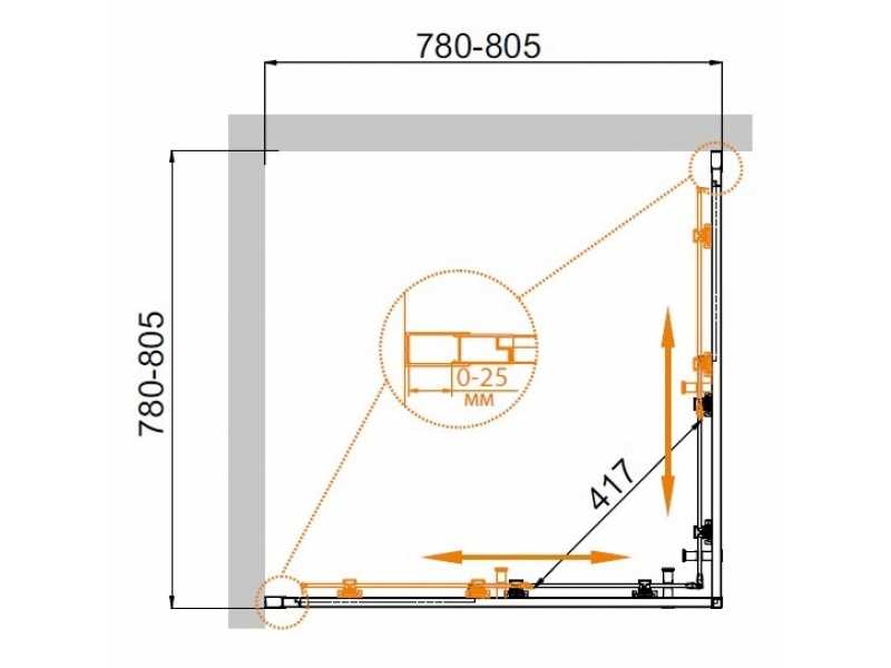 Купить Душевой уголок Cezares MOLVENO-A-2-80-C-Cr-IV 80 x 80 см