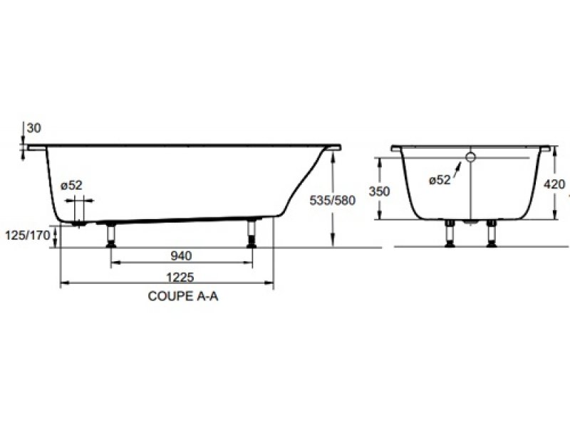 Купить Ванна акриловая Jacob Delafon ODEON UP E6058-00, 180 х 90 см