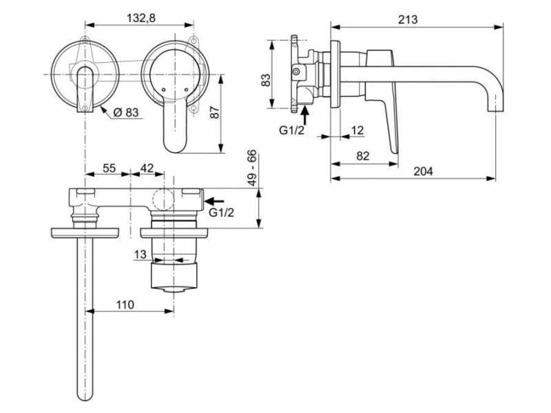 Купить Смеситель Ideal Standard Connect Blue настенный для раковины, хром, A5933AA