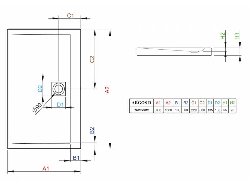 Купить Поддон для душа Radaway Argos D, 160 x 90 см, прямоугольный, 4AD916-01