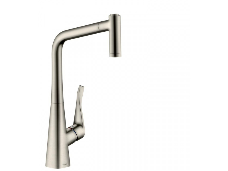 Купить Смеситель Hansgrohe Metris 14820800, для кухни с выдвижным изливом, цвет сталь