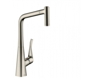 Смеситель Hansgrohe Metris 14820800, для кухни с выдвижным изливом, цвет сталь