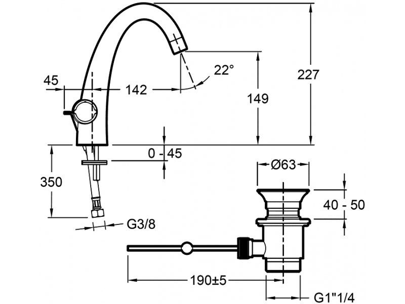 Купить Смеситель Jacob Delafon Elevation E18870 для раковины с донным клапаном