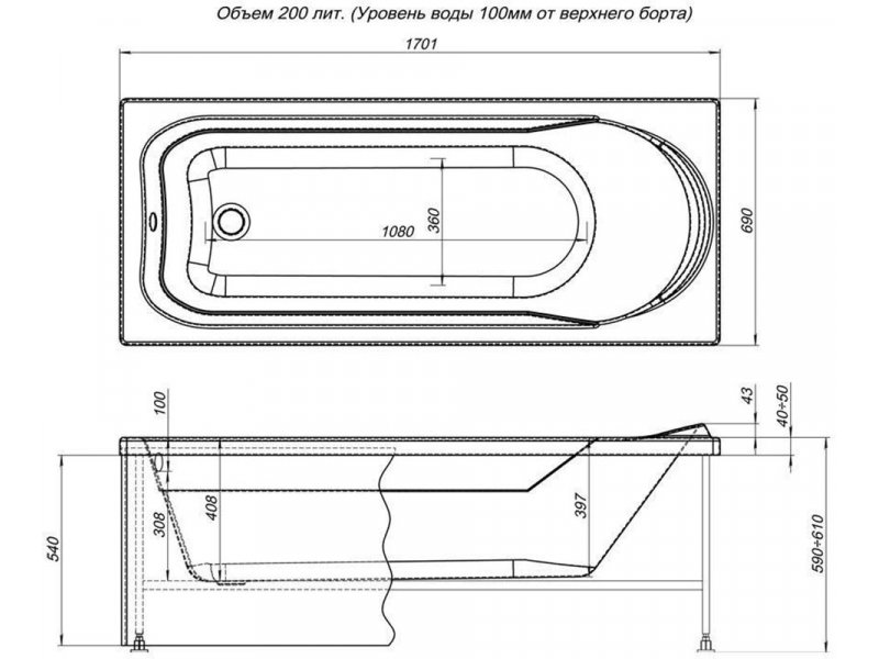 Купить Акриловая ванна Aquanet West New 170x70 см (239757)