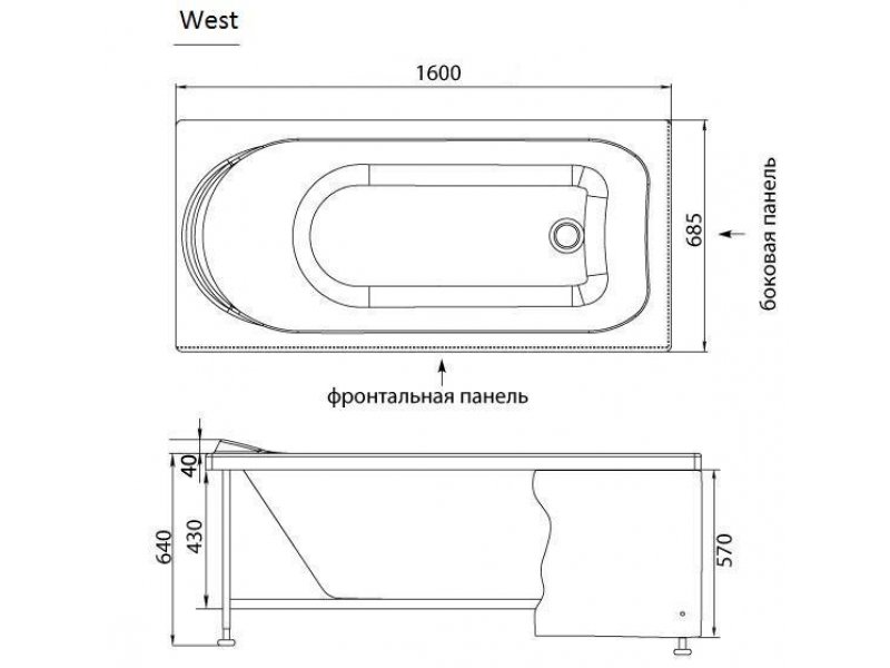 Купить Акриловая ванна Aquanet West 160x70 (204054)