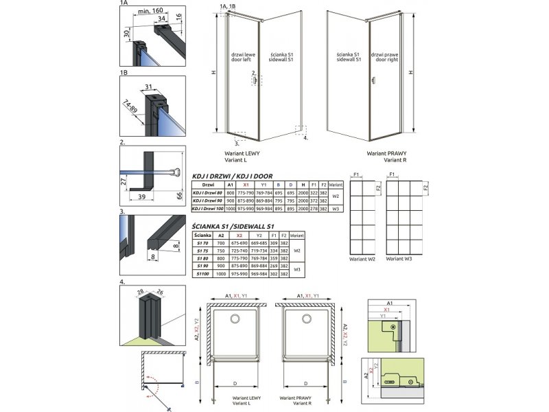 Купить Душевой уголок Radaway Nes 8 Black KDJ I Factory, 90 x 90 см, правая дверь, стекло Factory, профиль черный