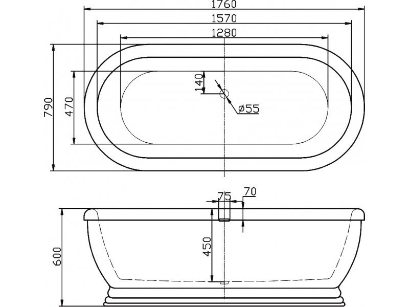 Купить Ванна акриловая BelBagno BB03, 180 х 80 см