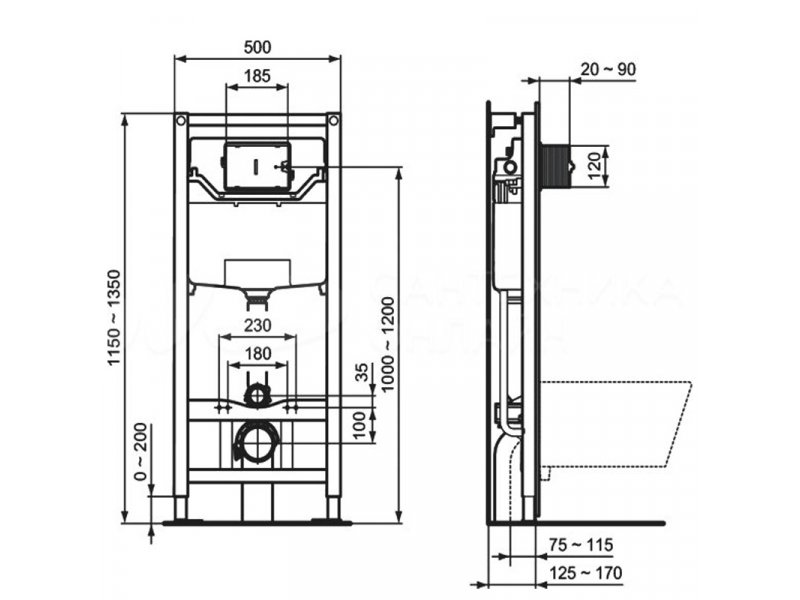 Купить Инсталляция Ideal Standard T386801 с унитазом TESI AquaBlade T007901, сиденье микролифт, комплект