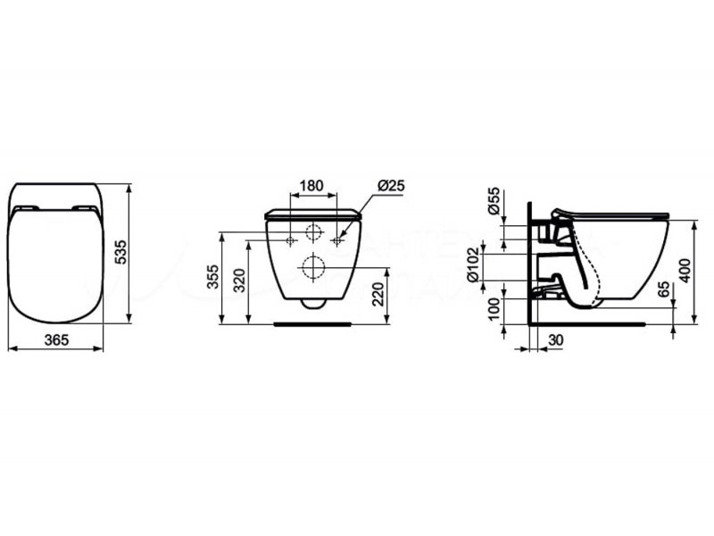 Купить Инсталляция Ideal Standard T386801 с унитазом TESI AquaBlade T007901, сиденье микролифт, комплект