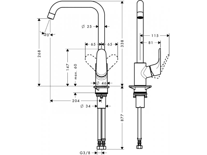 Купить Смеситель для кухни Hansgrohe Focus Е2, 31820800, под сталь