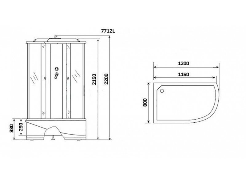 Купить Душевая кабина Niagara 7712G, 120 x 80 см с гидромассажем, стенки золото