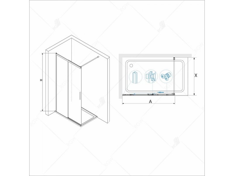 Купить Душевой уголок RGW WA-13B, 34101312-14, 120 х 195 см, стекла прозрачные, профиль черный