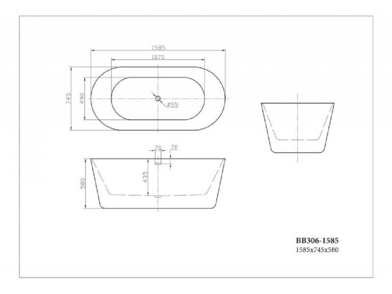 Купить Ванна акриловая BelBagno BB306-1585 160 x 75 см