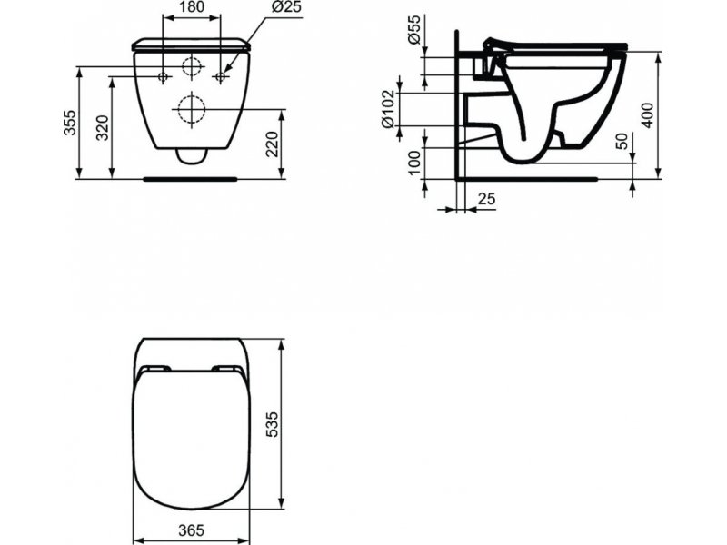 Купить Инсталляция Ideal Standard Prosys Frame 120 M с унитазом Tesi Rimless T355101, сиденье микролифт, комплект, T355101PT15