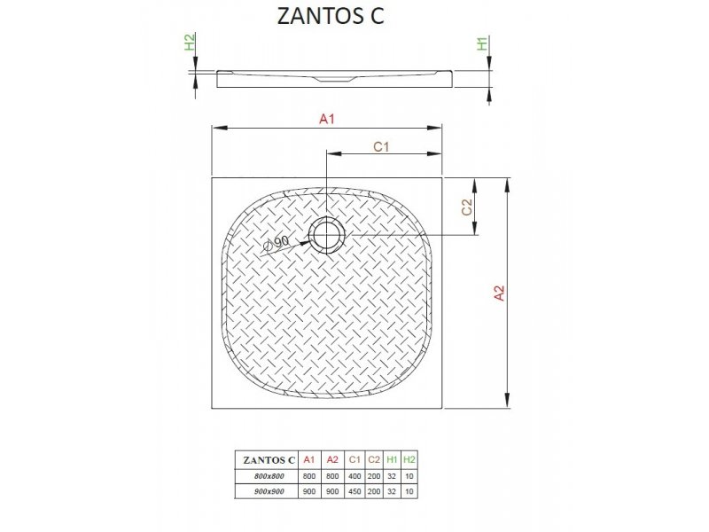 Купить Поддон для душа Radaway Zantos C, 80 x 80 см, квадратный, M3ZNC8080-06