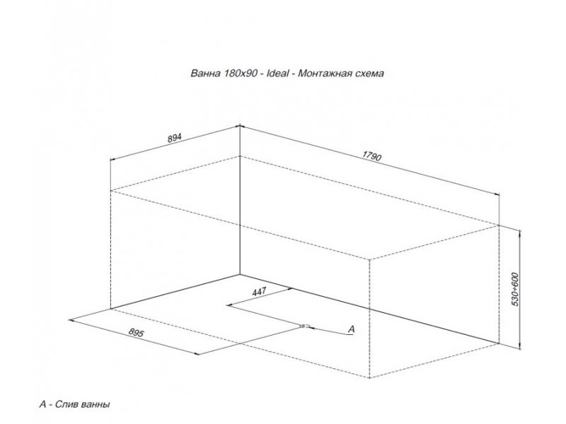 Купить Ванна акриловая Aquanet Ideal 180 x 90 см 00242514, белая