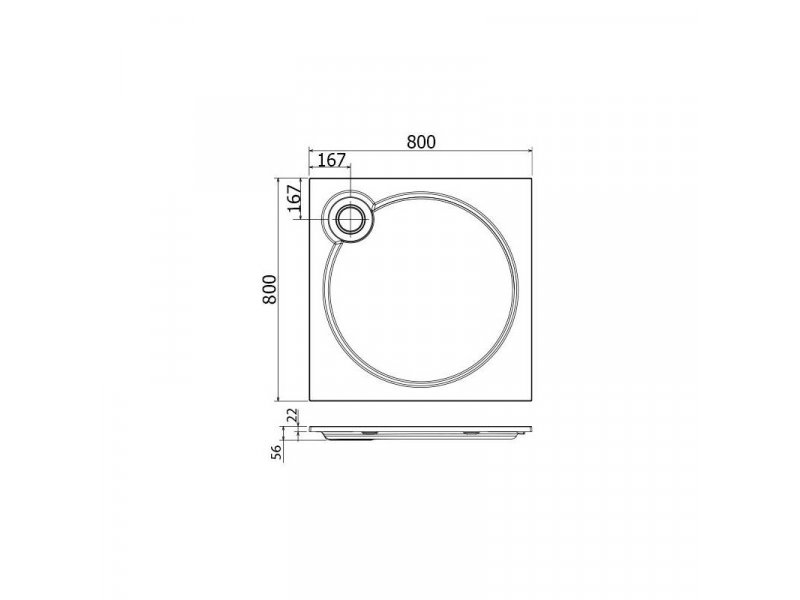 Купить Поддон душевой Cezares Tray TRAY-S-A-80-56-W, 80 х 80 см, белый, из искусственного камня