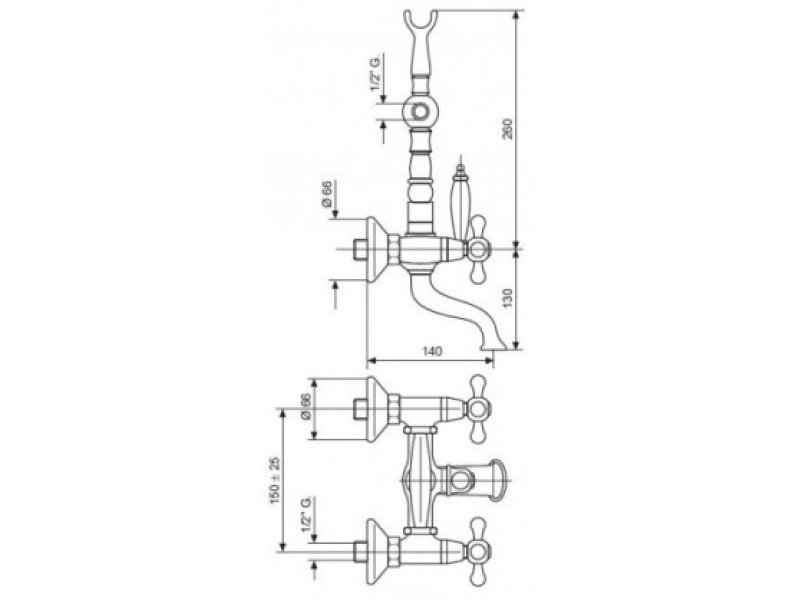 Купить Смеситель для ванны и душа Emmevi Deco Old 12611OR, золото