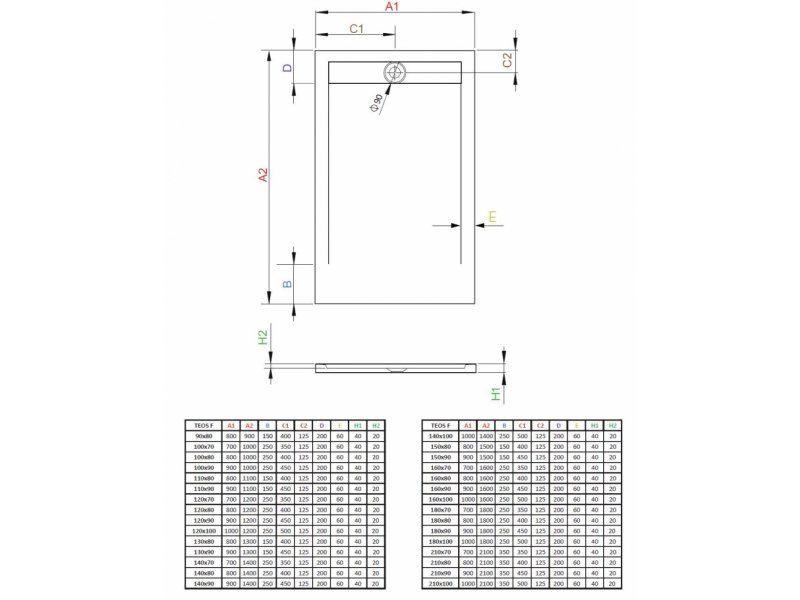 Купить Поддон для душа Radaway Teos F, 100 x 80 см, прямоугольный, HTF10080-04