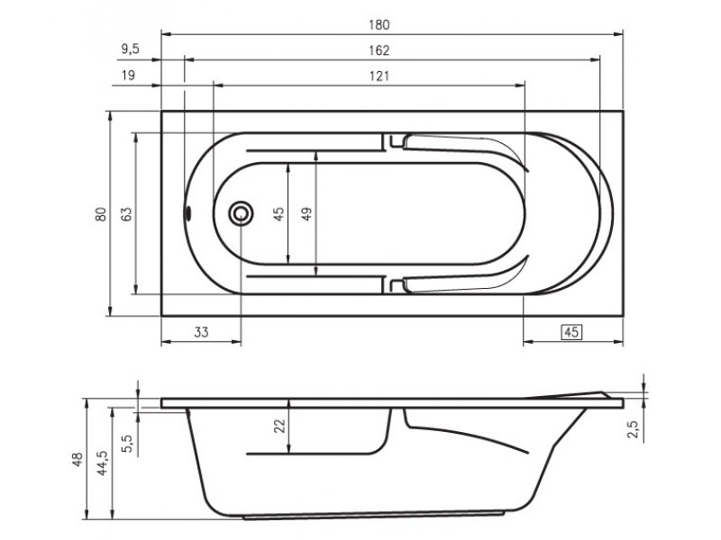 Купить Ванна гидромассажная Riho Future 180 x 80 см, FLOW