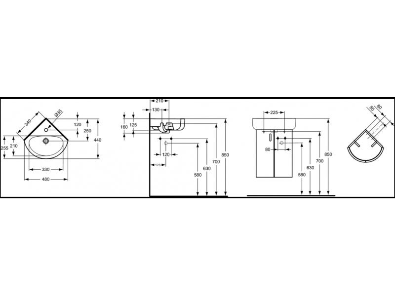 Купить Рукомойник Ideal Standard Connect E793101 угловой