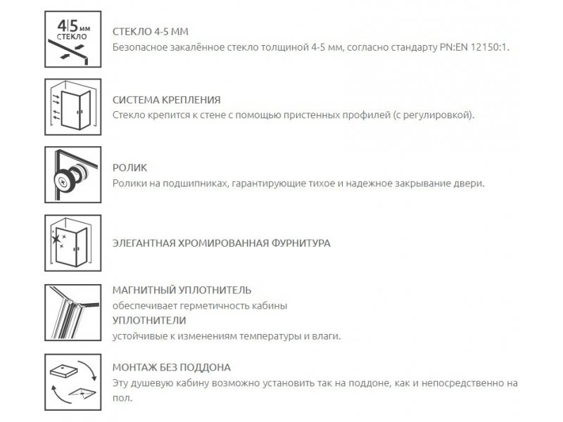 Купить Душевой уголок Radaway Classiс A, 80 х 80 х 170 см, стекло прозрачное, профиль хром, 30011-01-01