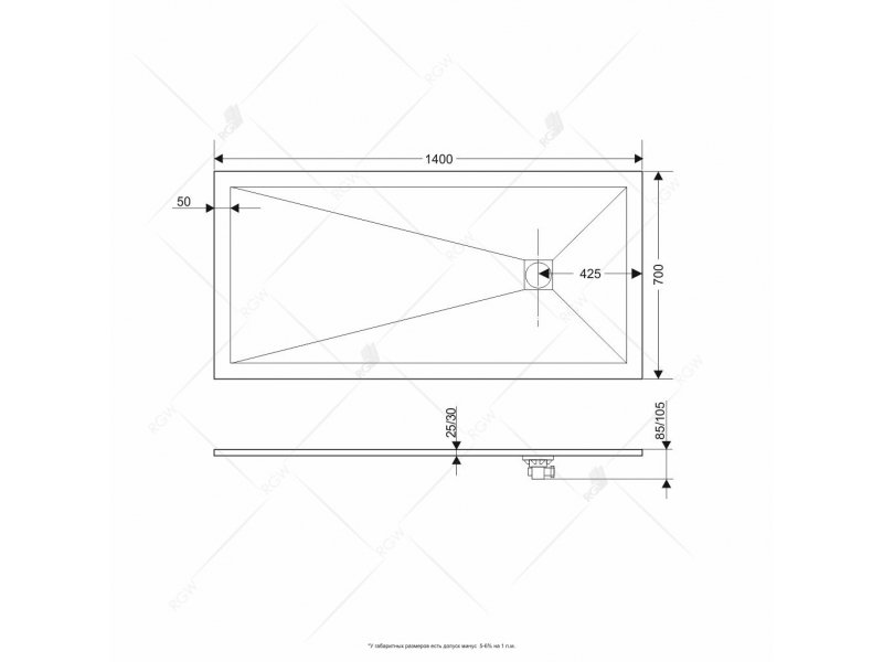 Купить Душевой поддон RGW ST-147W 16152714-01 70 x 140 см, прямоугольный, цвет белый, из искусственного камня