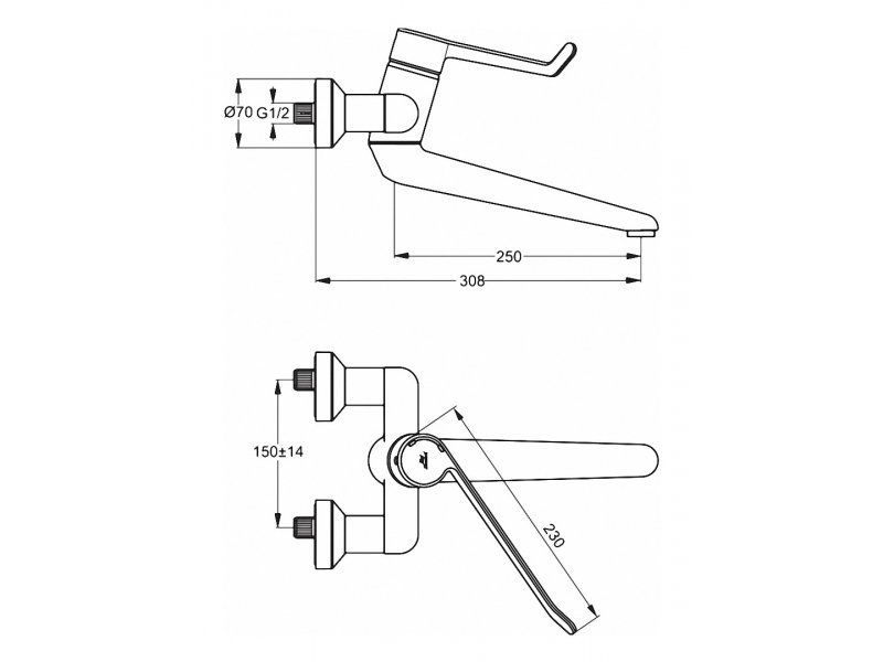 Купить Смеситель Ideal Standard Ceraplus Sequential настенный для раковины, хром, B8318AA