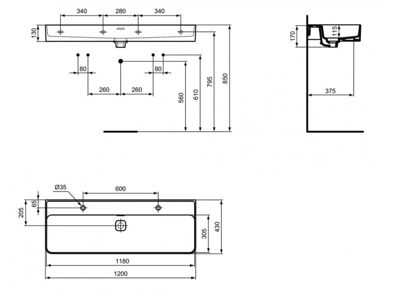 Купить Раковина Ideal Standard Strada II 120 см, белый, T359501