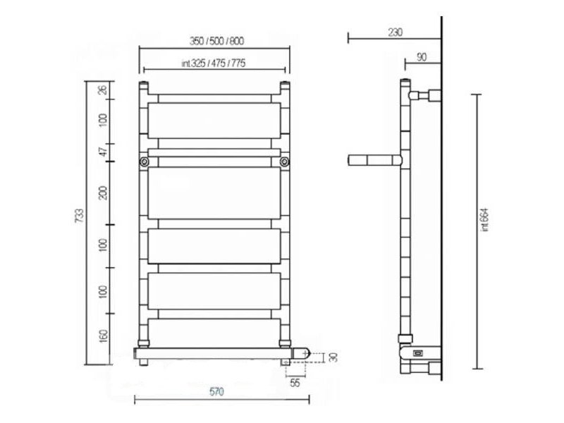 Купить Полотенцесушитель электрический Margaroli Sereno 587/6 BOX 5874706WHNB, высота 73.3 см, ширина 57 см, белый