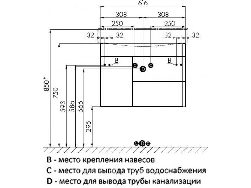 Купить Тумба под раковину Акватон Беверли 65 см, подвесная, белый, 1A235301BV010