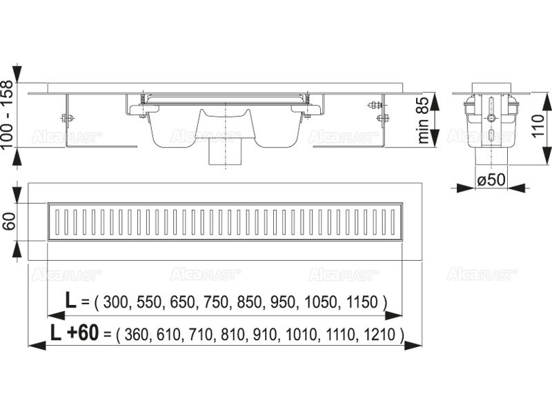 Купить Душевой лоток AlcaPlast APZ1001S-650