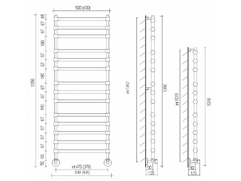 Купить Полотенцесушитель водяной Margaroli Sole 464-11 4644711SAN, высота 107.6 см, ширина 53 см, сатин