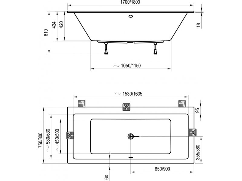 Купить Акриловая ванна Ravak Formy 01 Slim, 180 x 80 см, белая, C881300000