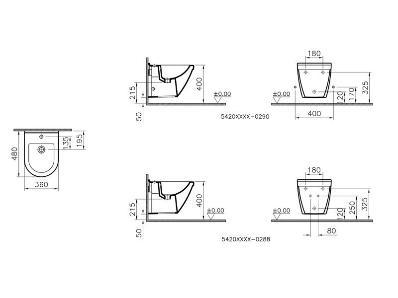 Купить Биде Vitra S50 5420B003-0288 подвесное